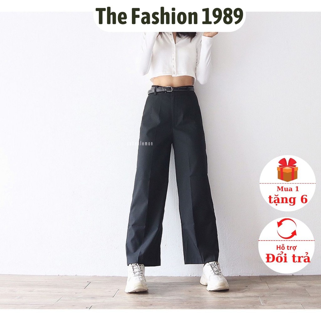 ( QUÀ TẶNG DÂY BUỘC TÓC BẠN NHÉ )  QUẦN ĐEN ỐNG RỘNG DÀI 94CM - QUẦN ỐNG RỘNG CẠP CAO  (ảnh thật/sẵn)