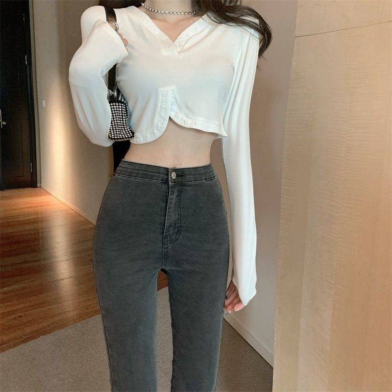 Quần Jean Lưng Cao Dáng Ôm Thời Trang Âu Mỹ Cá Tính Cho Nữ