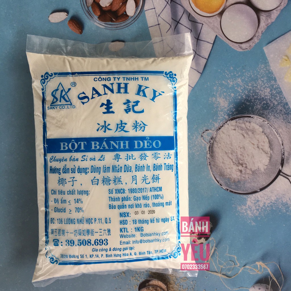 Bột bánh dẻo xanh (trộn nhân) Sanh Ký 1kg - NL56