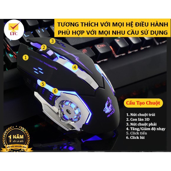 Bộ Bàn Phím Chơi Game LED 10 Chế Độ Cực Đẹp K618 Và Chuột Free Wolf V5 Dùng Cho Máy Tính, Laptop - Tặng Lót Chuột