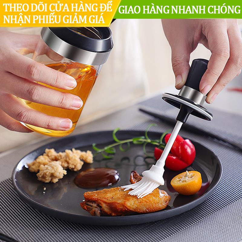 ❀Thủy tinh Tích hợp Chai gia vị Lọ Muỗng Bàn chải Dầu Mật ong Nắp Con dấu Nước sốt Tổ chức Bảo quản Nhà bếp