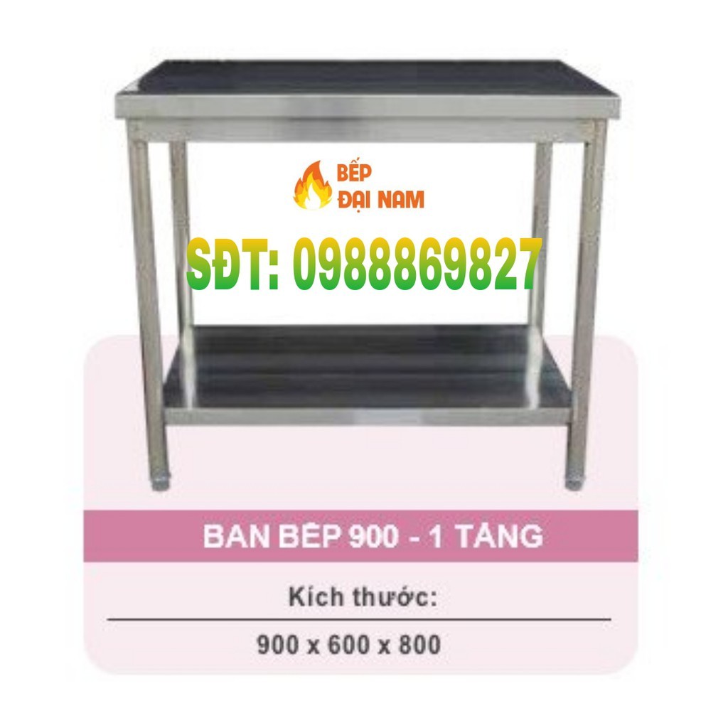 Bàn để bếp gas inox 2 tầng sản xuất tại Bếp Đại Nam siêu bền không han rỉ, Bàn bếp gas inox tiện lợi bảo hành 12 tháng