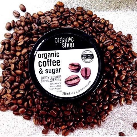 Scrub Organic Coffee &amp; Sugar Body ORGANIC SHOP Tẩy Tế Bào Chết Giảm Mụn Lưng, Mụn Toàn Thân 250mL