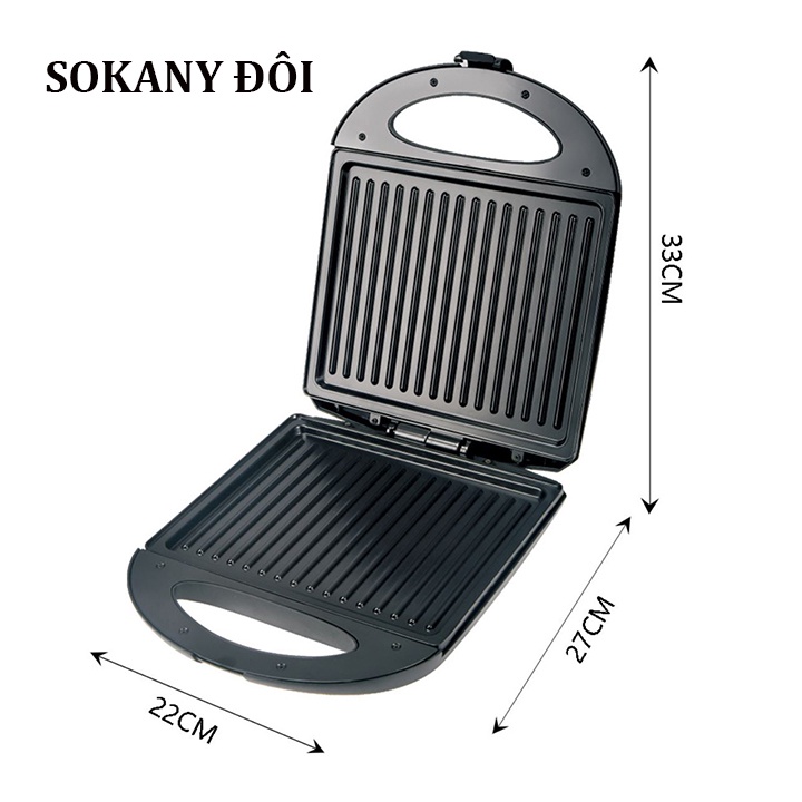 Máy ép bánh mì, máy kẹp nướng bánh mỳ có chỉnh nhiệt 2000W Chính hãng SOKANY [BH 12 Tháng]