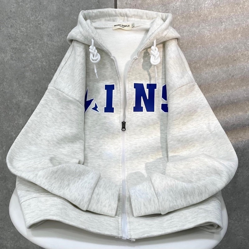 Áo Khoác Hoodie Form Rộng Phối Zip Unisex IN Vải Nỉ Bông Dày Dặn- 84unisex