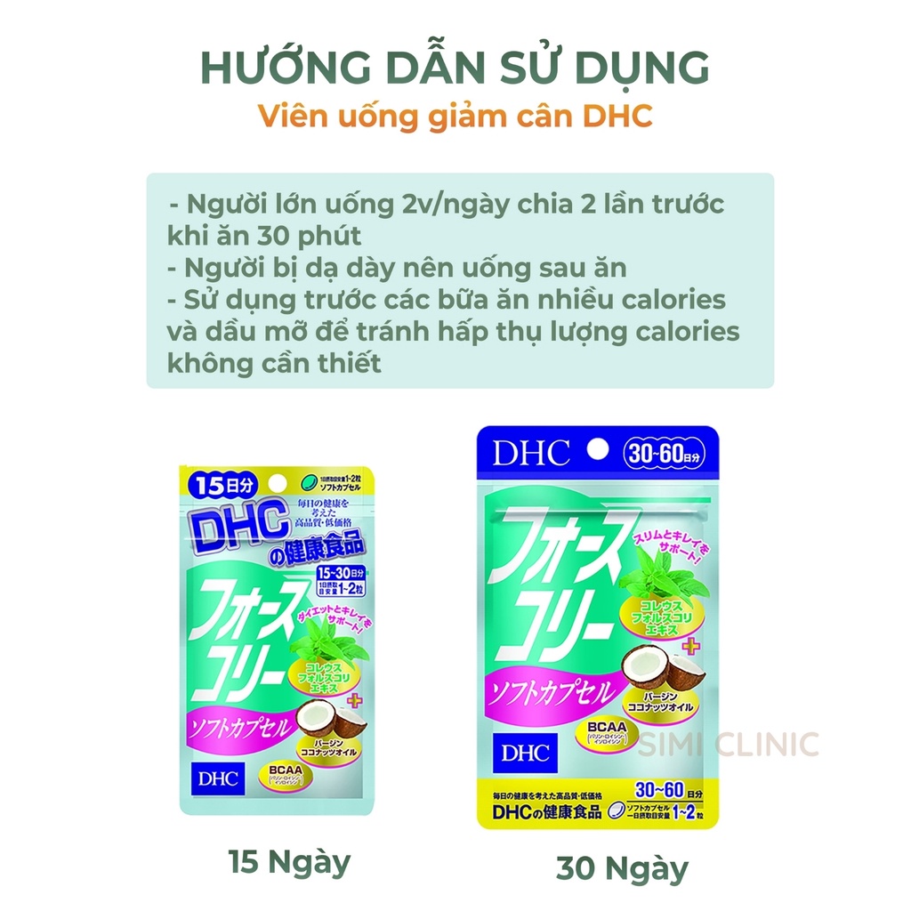 Viên uống giảm cân DHC Nhật Bản hiệu quả an toàn nhanh giảm mỡ bụng béo toàn thân làm đẹp dưỡng da căng mịn nam nữ