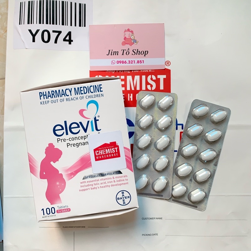[Có Tem Chemist] ELEVIT BẦU Úc - Vitamin Tổng Hợp cho bà Bầu 100 viên - Date 2024