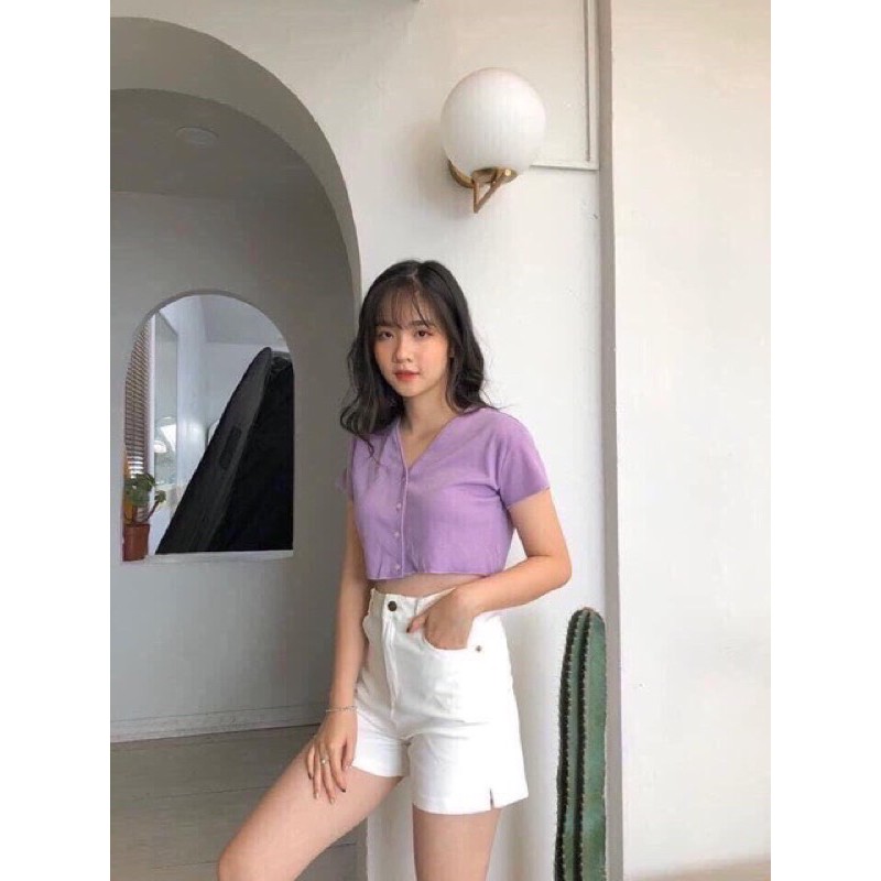 (HÀNG FREESIZE): Croptop chất tăm nhẹ cổ V suông
