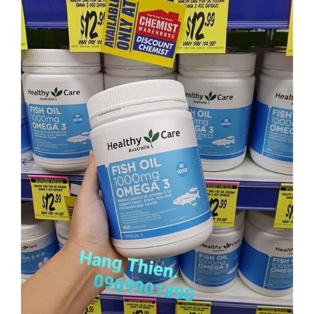 Dầu cá OMEGA 3 CỦA HEALTHYCARE HỘP 400V