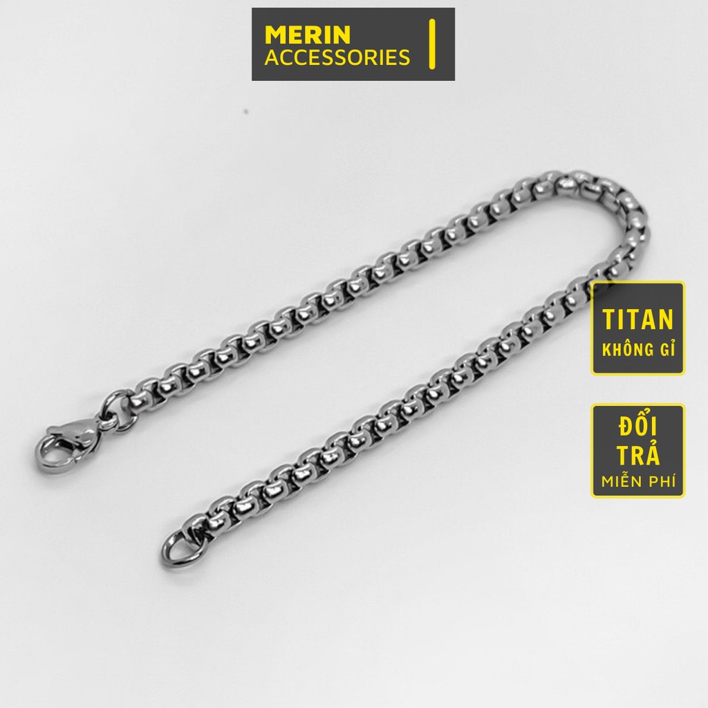Vòng Tay Nam Lắc Tay Unisex Plain Thời Trang Vòng Tay Nam Nữ Basic Merin Accessories Màu Bạc Đen Titan - Vòng Tay Trơn