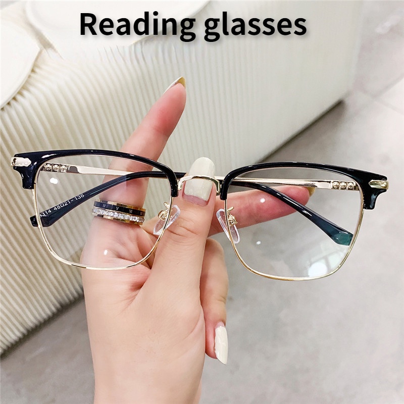 Kính đọc sách thời trang chống ánh sáng xanh của phụ nữ Chất liệu cao cấp kim loại kính đọc sách chống bức xạ cho nam và nữ+100°（+1.00）, +150°（+1.50）, +200°（+2.00）, +250°（+2.50）, +300°（+3.00）, +350°（+3.50）, +400°（+4.00）