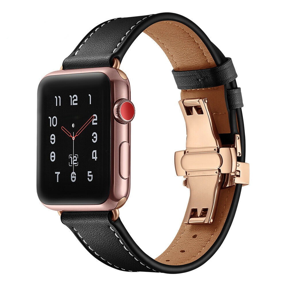 Dây Đeo Da Khóa Bướm Dành Cho Đồng Hồ Thông Minh Apple iWatch Series 6 SE 5 4 3 40/44mm
