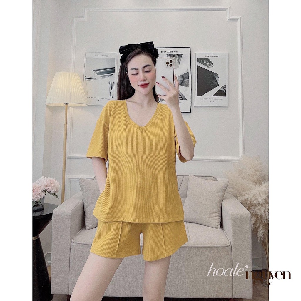 Set Pull Cổ Tim Trơn Bộ Đùi Nữ | BigBuy360 - bigbuy360.vn