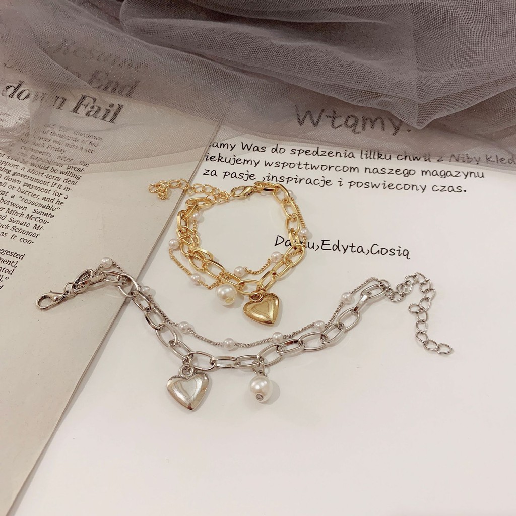 Vòng Tay Hợp Kim Đính Ngọc Trai Giả Xinh Xắn Cho Nữ