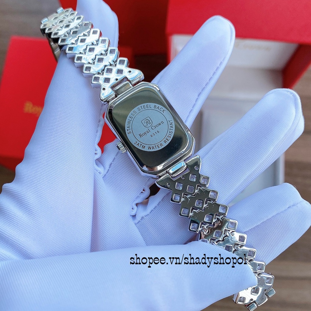 Đồng Hồ Royal Crown Nữ 6316 Chính Hãng Đính Đá Bạc