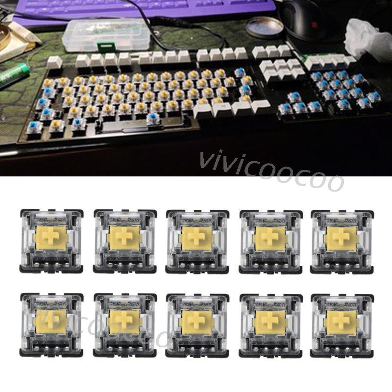 Set 10 công tắc bàn phím cơ  Gateron MX 3 Pin màu vàng vỏ trong suốt | BigBuy360 - bigbuy360.vn