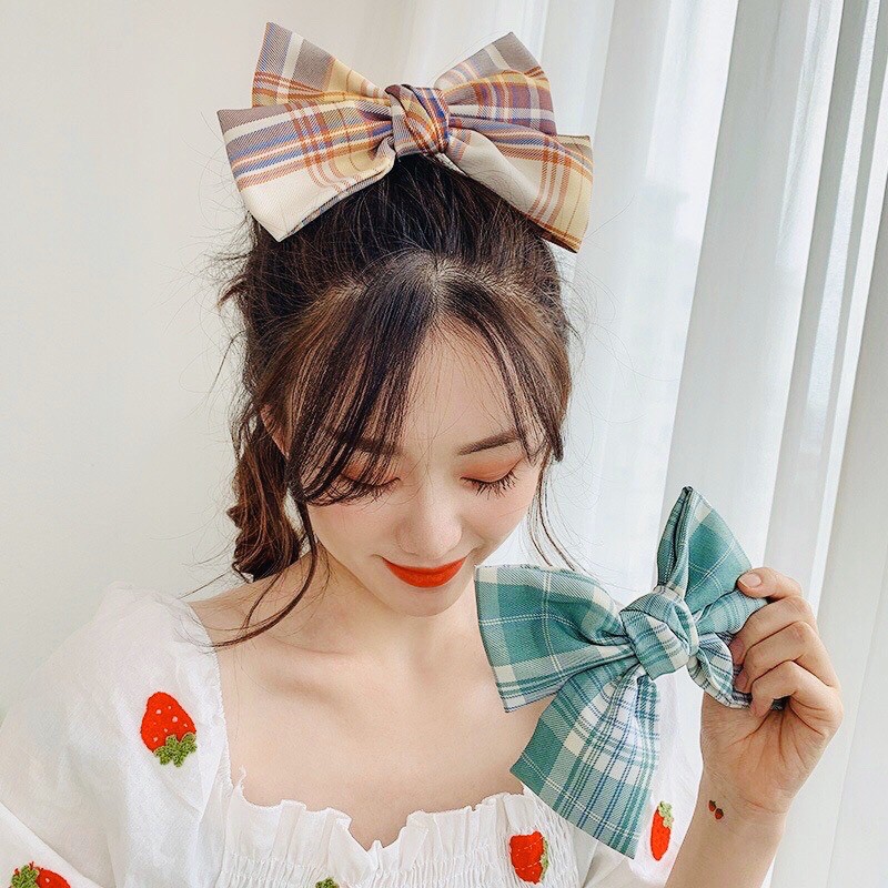 Kẹp nơ Caro Bản to Siêu đẹp Hot trend Tatitiava