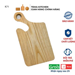 Thớt gỗ decor Tema Kitchen hình chữ nhật tay cầm lệch - Khay gỗ đa năng chất liệu gỗ tần bì kiểu dáng thời trang