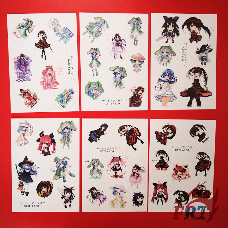 Bộ 6 tấm hình dán họa tiết hoạt hình Date a live Kurumi xinh xắn
