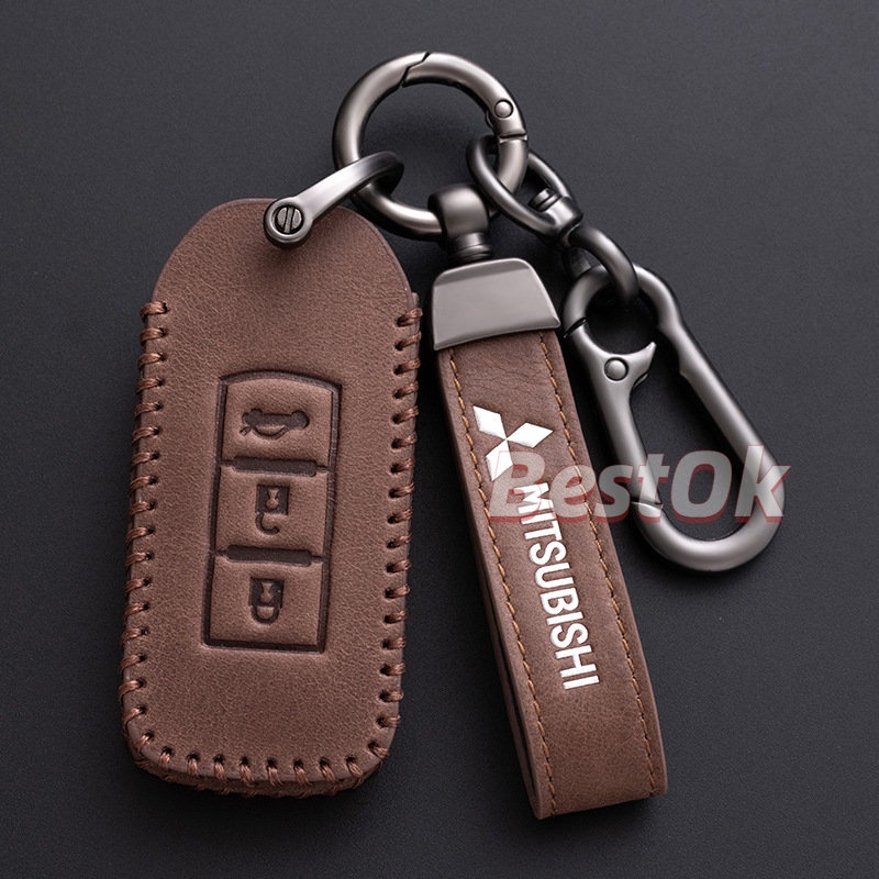Bao Da Chìa Khoá Mitsubishi Xpander, Outlander, Triton, Attrage, Mirage, Pajero Sport handmade Da Thật 003