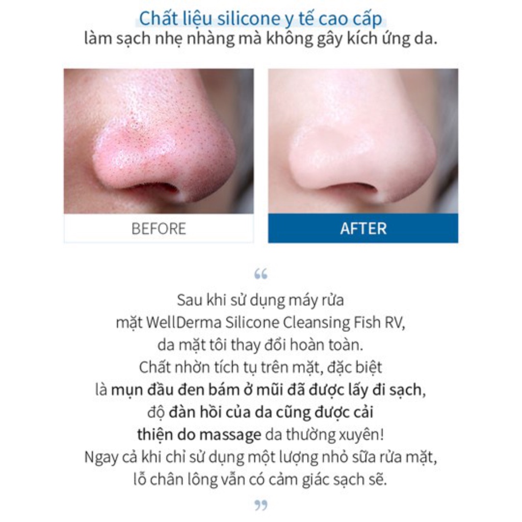 Máy rửa mặt đuôi cá WellDerma Cleansing Fish nhỏ gọn tiện dụng massage nâng cơ sạch mụn cho da mặt