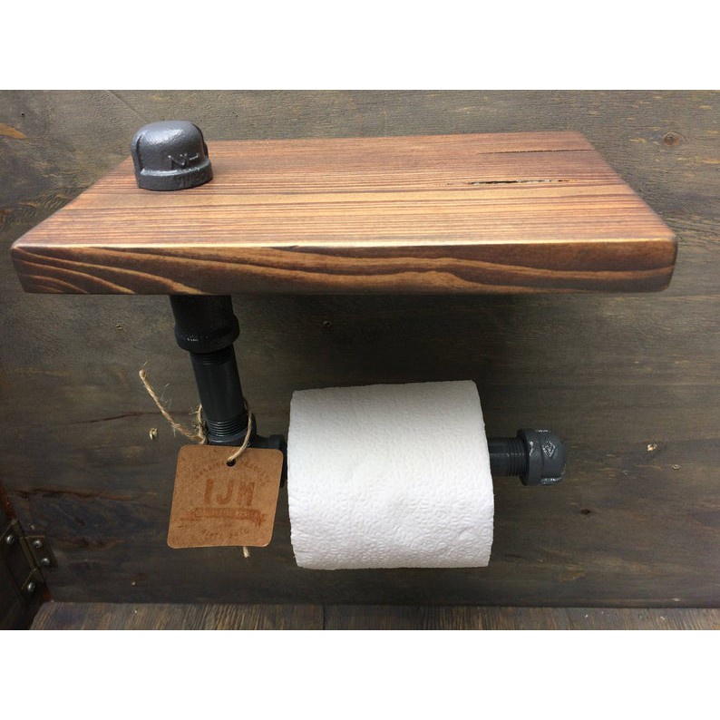Kệ ống nước mini kèm móc treo tường WC, kệ ống nước lắp ráp chất liệu ống sắt Cao Cấp