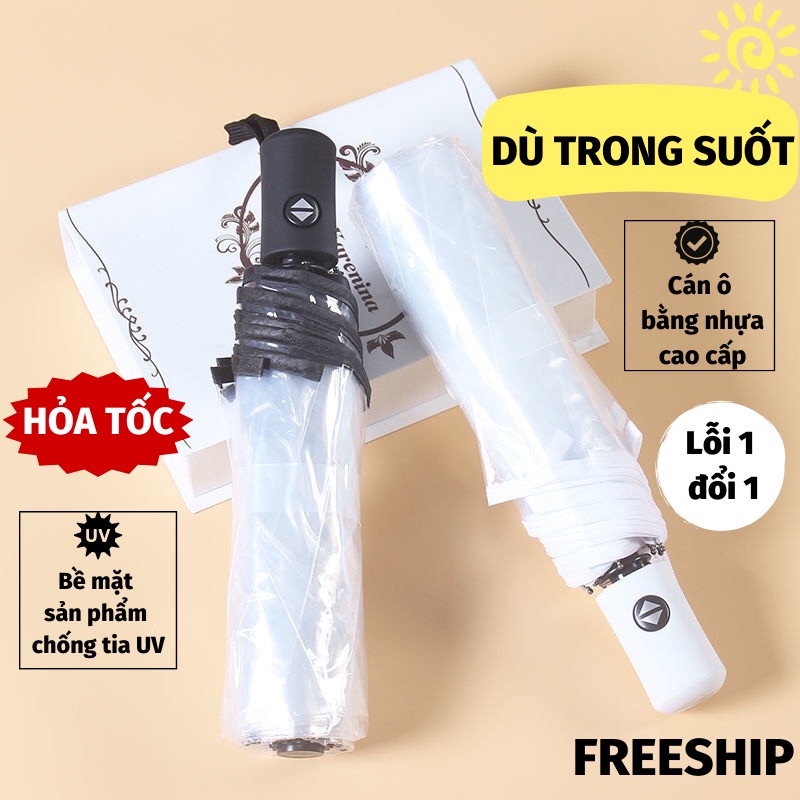 Ô Gấp Gọn Dù Che Mưa Trong Suốt Chụp Ảnh Nút Bấm Tự Động Chống Thấm Dù Che Mưa Toki