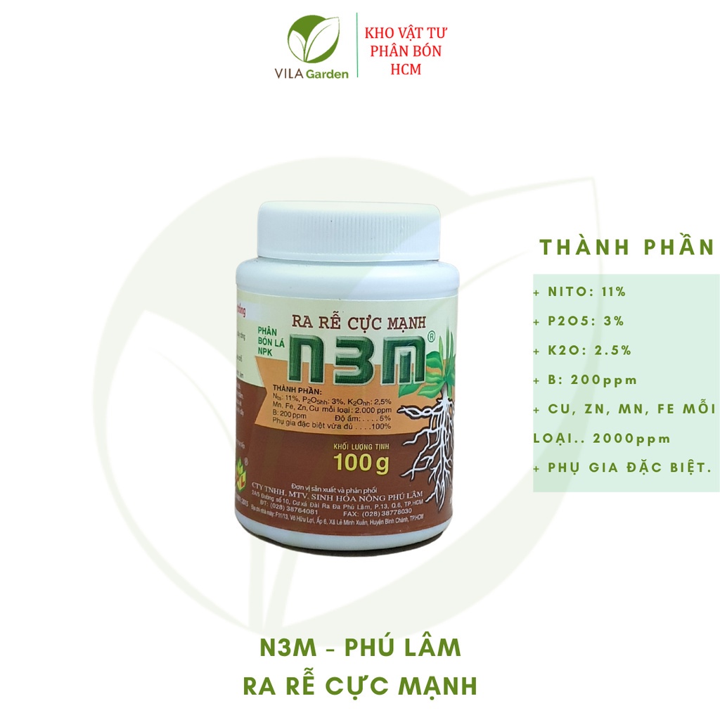 Phân Bón Lá Kích Rễ N3M lọ 100g, Ra Rễ Cực Mạnh