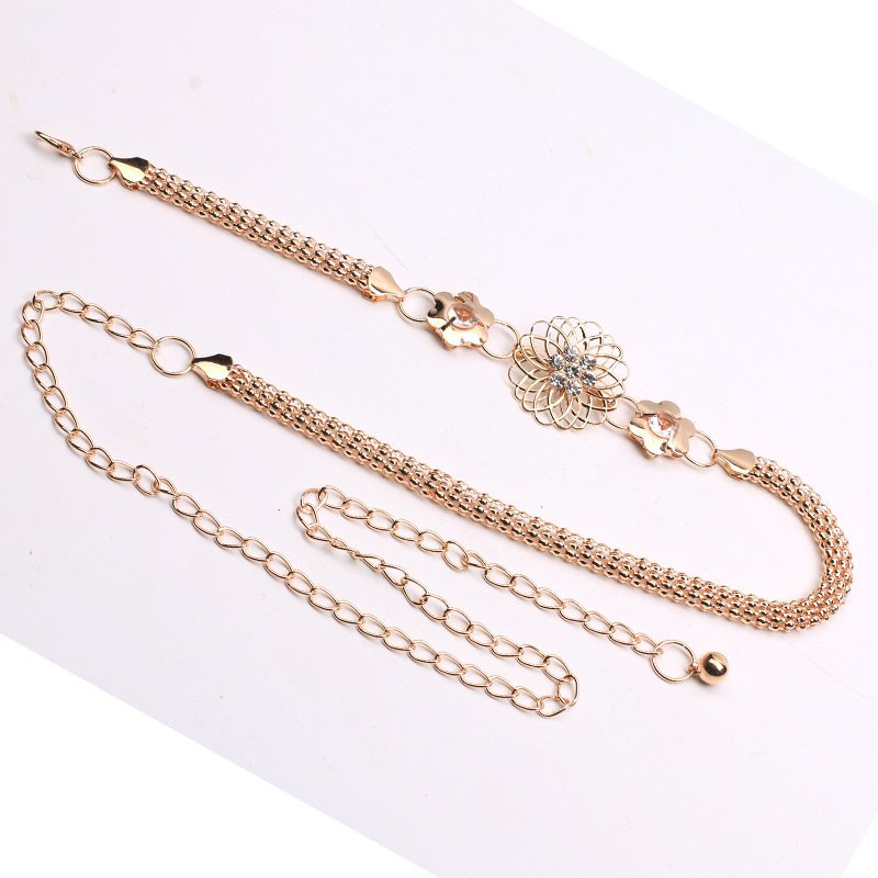 Dây đai váy hoa đính đá, thắt lưng hợp kim nữ