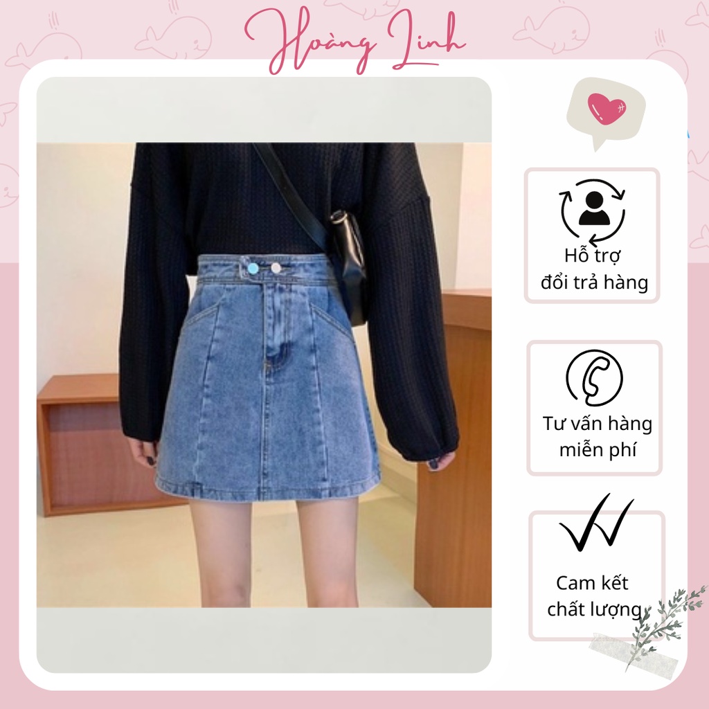 Chân váy Jeans Chữ A 2 cúc  Đơn Giản phong cách -Hàng loại 1