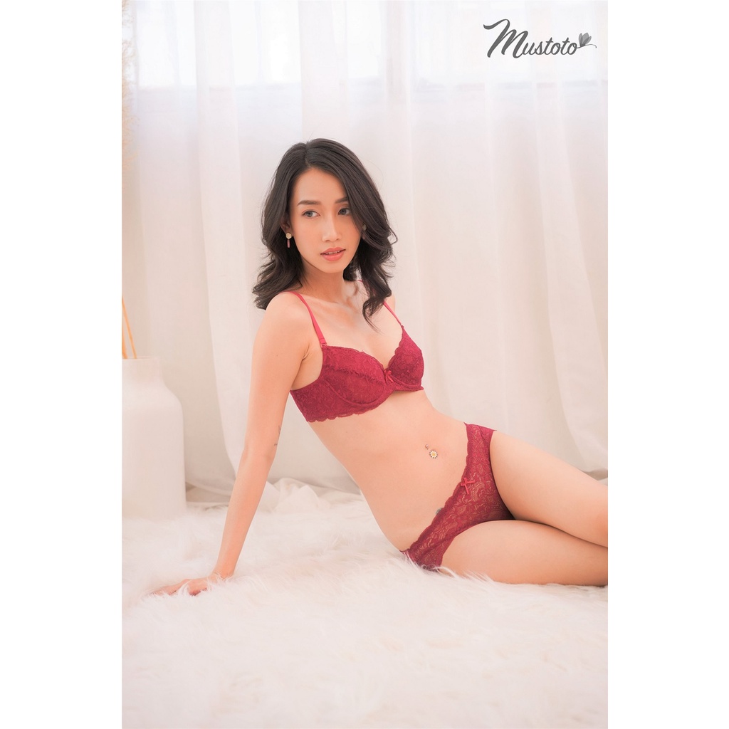 Bộ Đồ Lót Nữ Không Mút Có Gọng Phối Ren Thỏa Mái Gợi Cảm Màu Đỏ (Mustoto MA3401 MQ34) | BigBuy360 - bigbuy360.vn