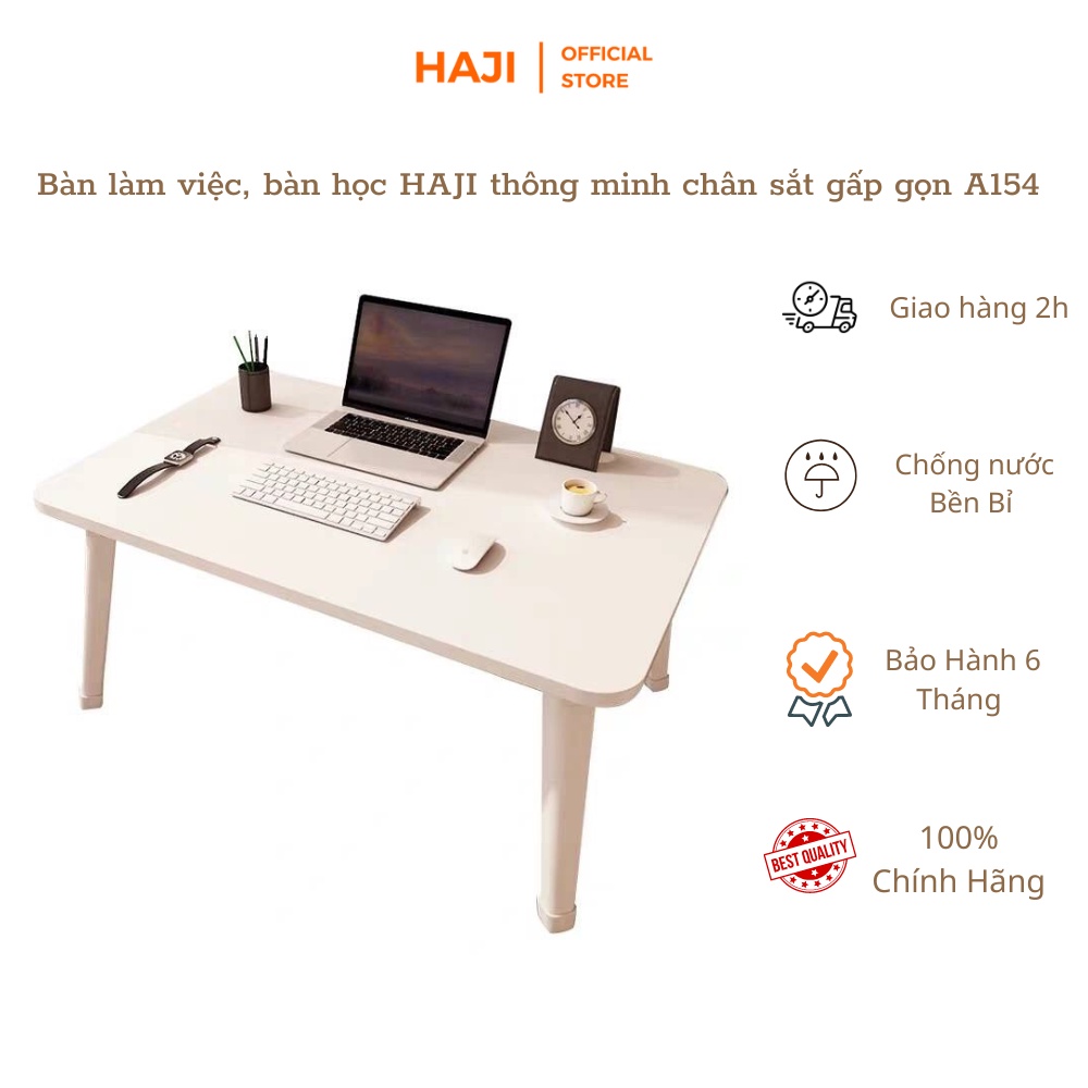 Bàn học thông minh gấp gọn chống trầy sàn Bàn làm việc bệt chống gù lưng thương hiệu HAJI hiện đại 2 màu lựa chọn A154