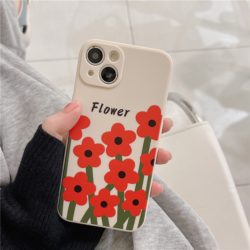 Ốp Điện Thoại In Hình Gấu Và Hoa Cho iPhone 11/12Pro/xs MAX 13Pro