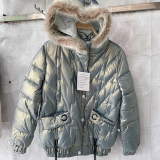 Áo khoác phao bóng dáng ngắn lót lông siêu ấm