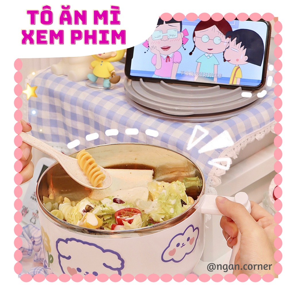 Tô Ăn Mì Đựng Đồ Ăn Hình Dễ Thương Kèm Nắp Dựng Điện Thoại để xem phim