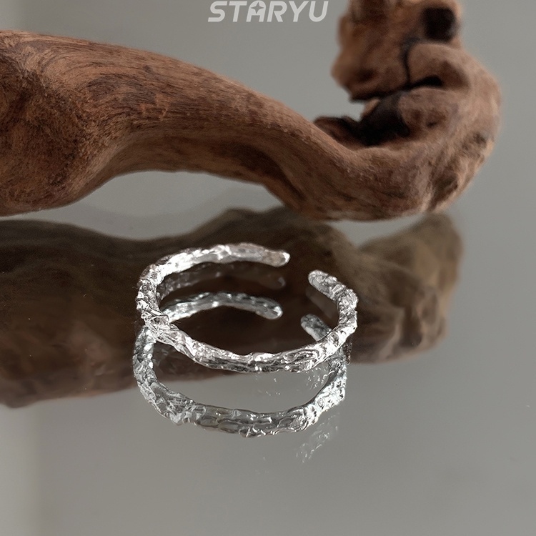 Nhẫn hở mạ bạc S925 hình cành cây độc đáo