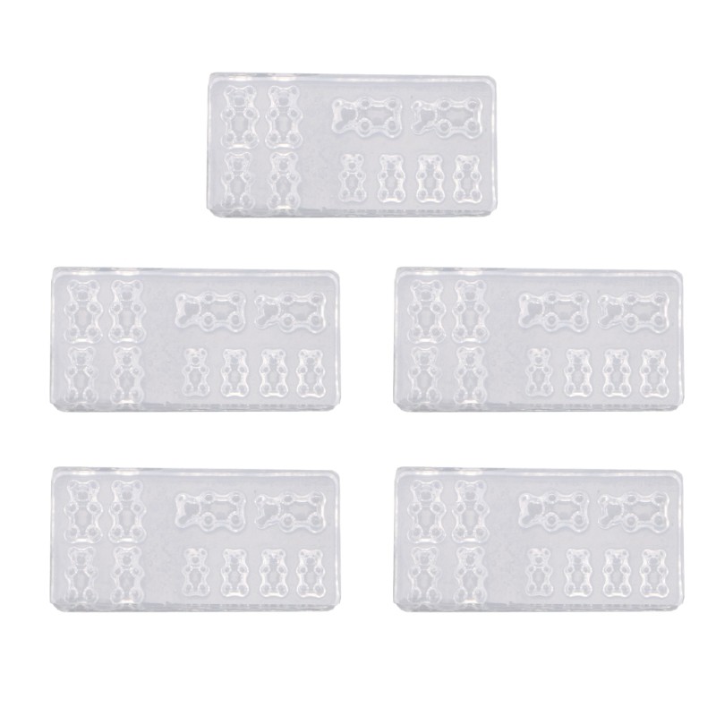 Set 5 khuôn silicon để tạo hình phụ kiện gấu dễ thương trang trí móng nghệ thuật