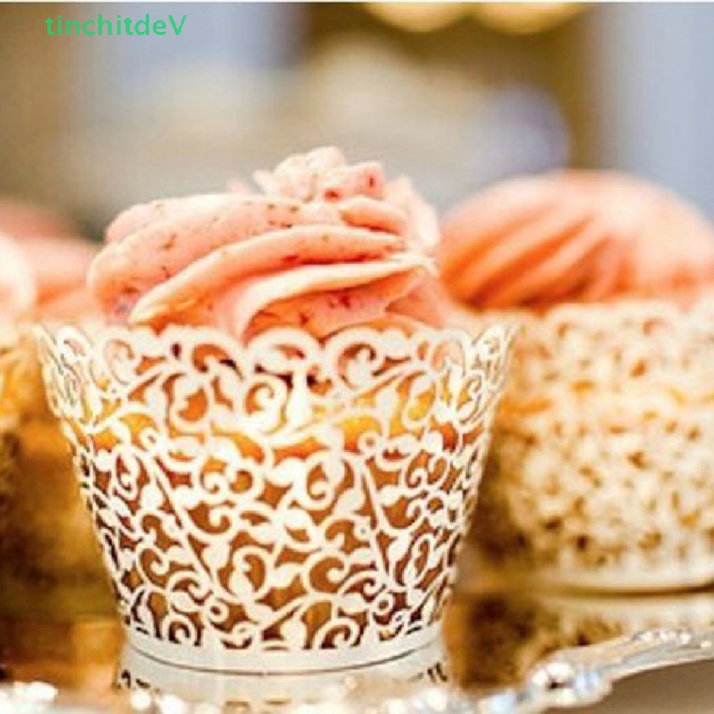 [TinchitdeV] Bộ 50 Giấy Lót Bánh Cupcake Cắt Laser Hình Ren Nhỏ [Mới]