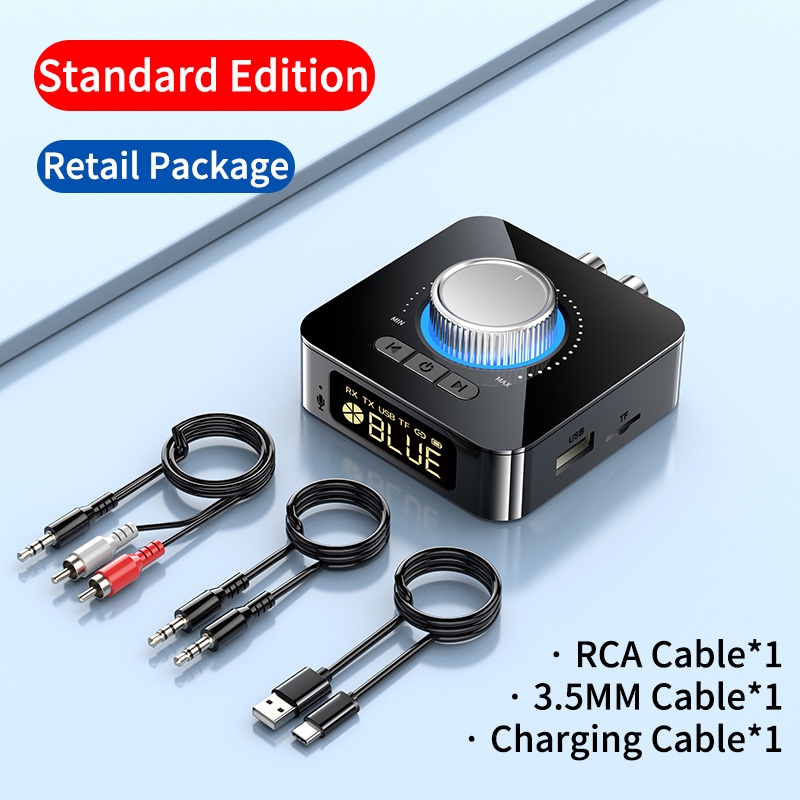 Thiết Bị Thu Phát Tín Hiệu Âm Thanh bluetooth 5.0 aux r / l rca tf / u-Dask Màn Hình led Kỹ Thuật Số 3.5mm