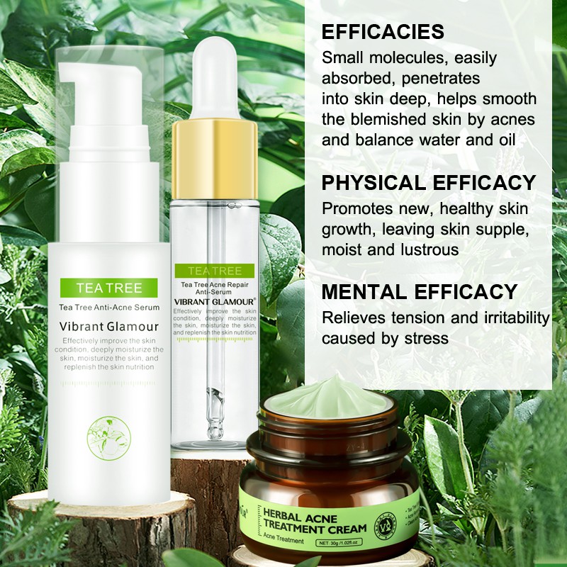 Set 3 sản phẩm VIBRANT GLAMOUR chiết xuất tràm trà cải thiện sẹo/mụn trứng cá chăm sóc da | BigBuy360 - bigbuy360.vn