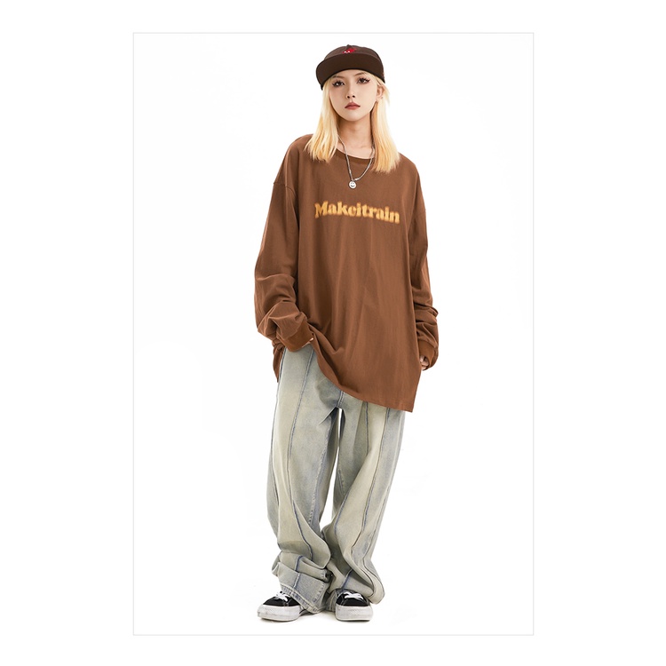 Áo phông dài tay Make it Rain Heybig màu nâu