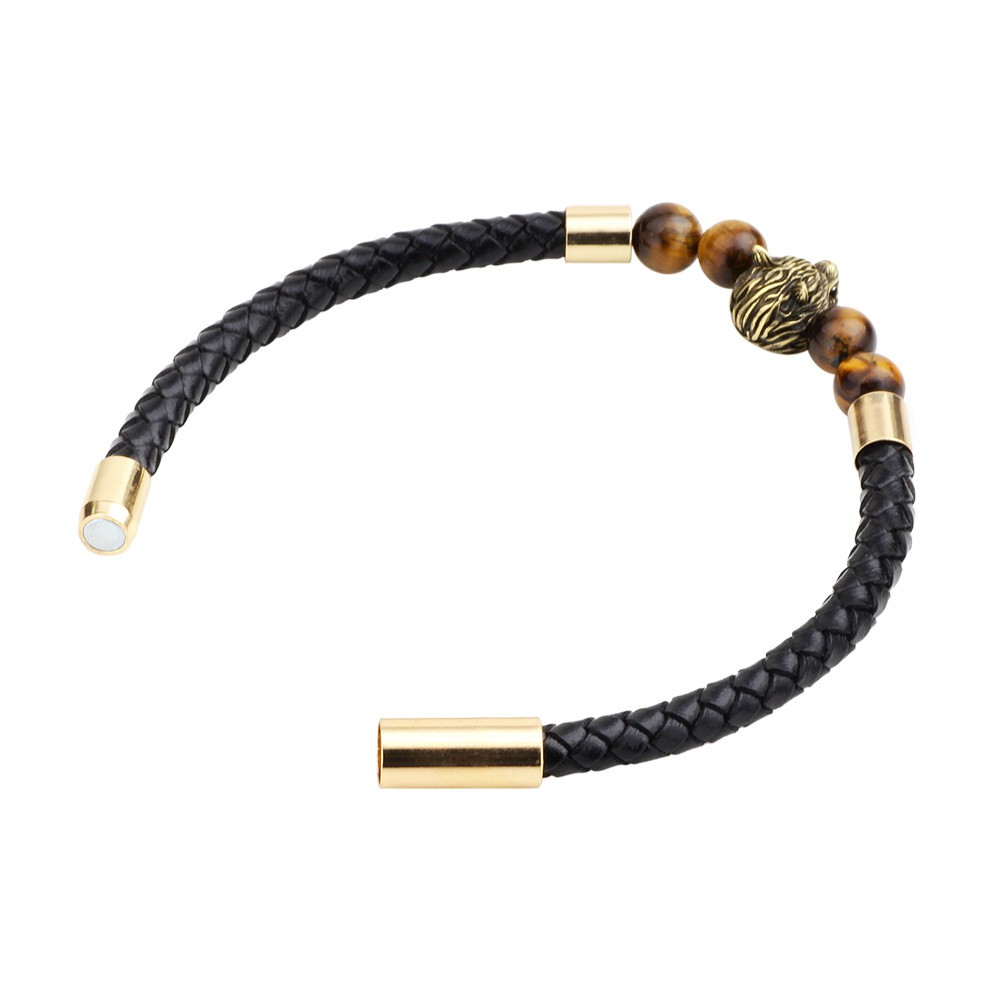 Vòng Tay Da Mặt Hình Đầu Hổ Cá Tính | BigBuy360 - bigbuy360.vn