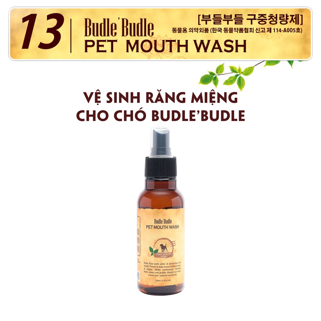 Xịt vệ sinh răng miệng cho chó Budle'Budle | 100% thiên nhiên | Ngừa sâu răng | Sạch vôi răng