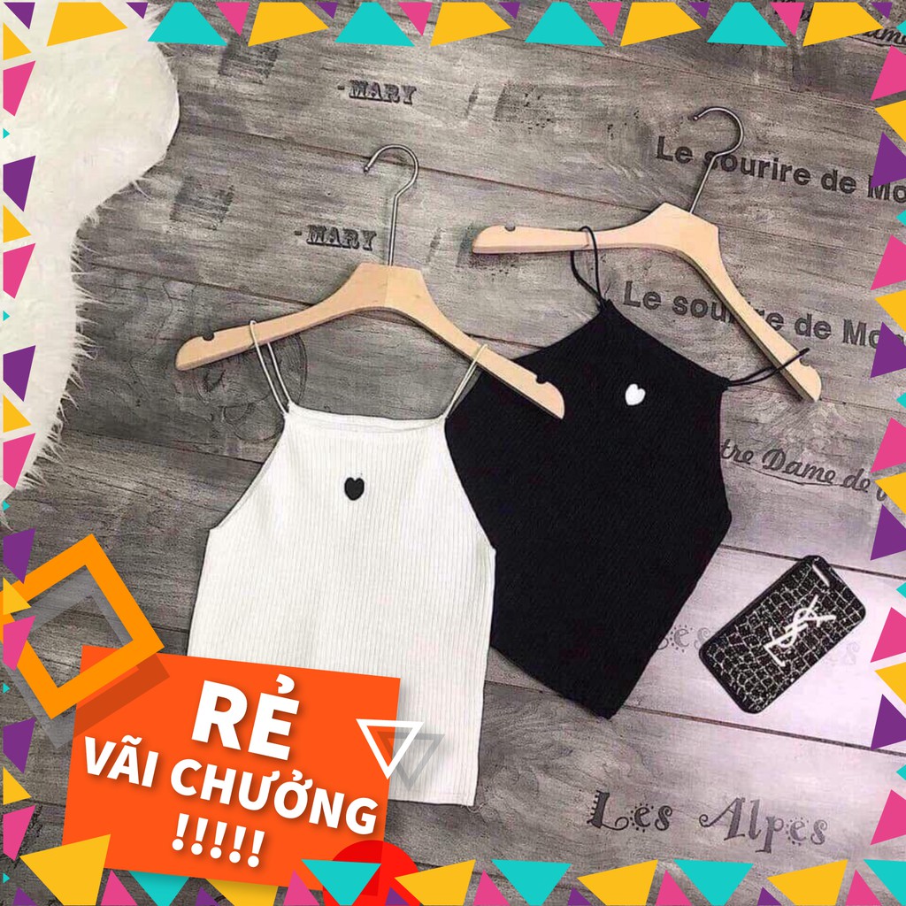 Sale 1122A10B1 Áo kiểu yếm len gân thêu hình trái tim, sexy gợi cảm Sale
