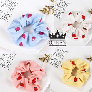 Dây buộc tóc, cột tóc vải scrunchies quả dâu siêu đẹp Queen