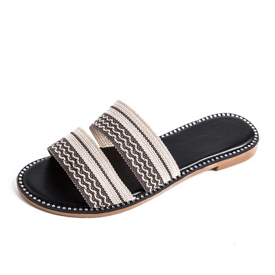 Dép lê hai quai bố đen xám