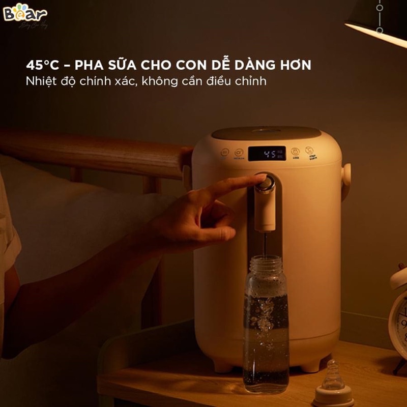 Bình thuỷ điện Bear hâm nước pha sữa cho bé và đun giữ nhiệt nước pha trà cà phê cho gia đình 3L khử Clo Model KE-B30V1