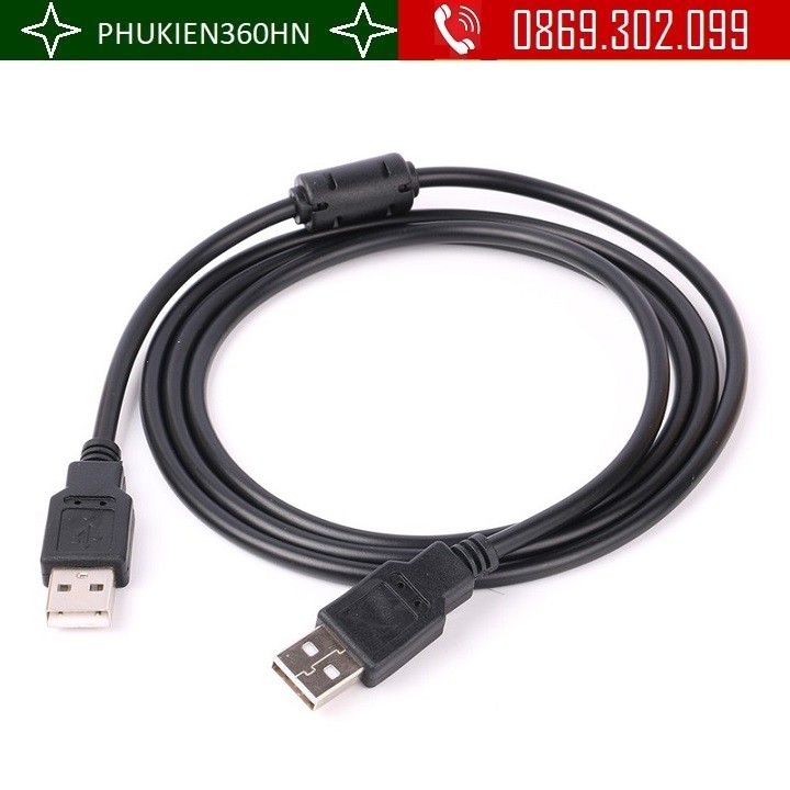 Cáp USB hai đầu đực dài 1.5m Đen - USB hai đầu 1.5m