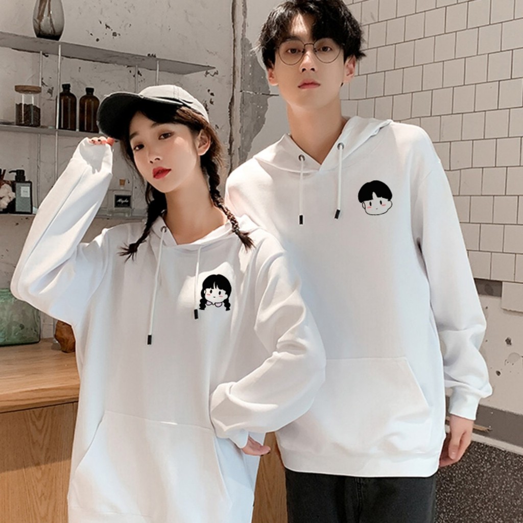 Áo đôi hoodie ( giá bán 2 cái ) logo trai gái , chất nỉ bông mịn , dày 99