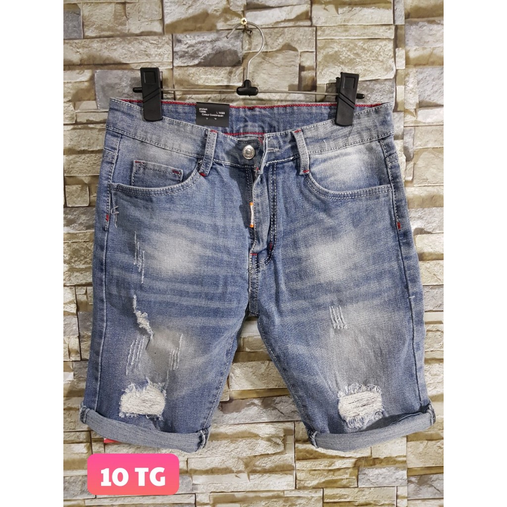 Quần Short Nam Quần Short Jean Nam Cao Cấp Wash Rách Xanh Cotton Co Dãn MS 10 Teen Group 2